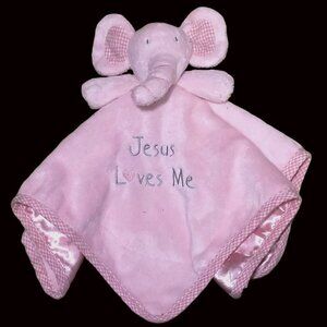 His Gem "Jesus Loves Me" 15" Elephant Lovey Security Blanket Plush Easter Infant